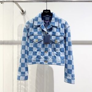 Authentic Louis Vuitton blue Checkered Jacket with Gold Anchor
